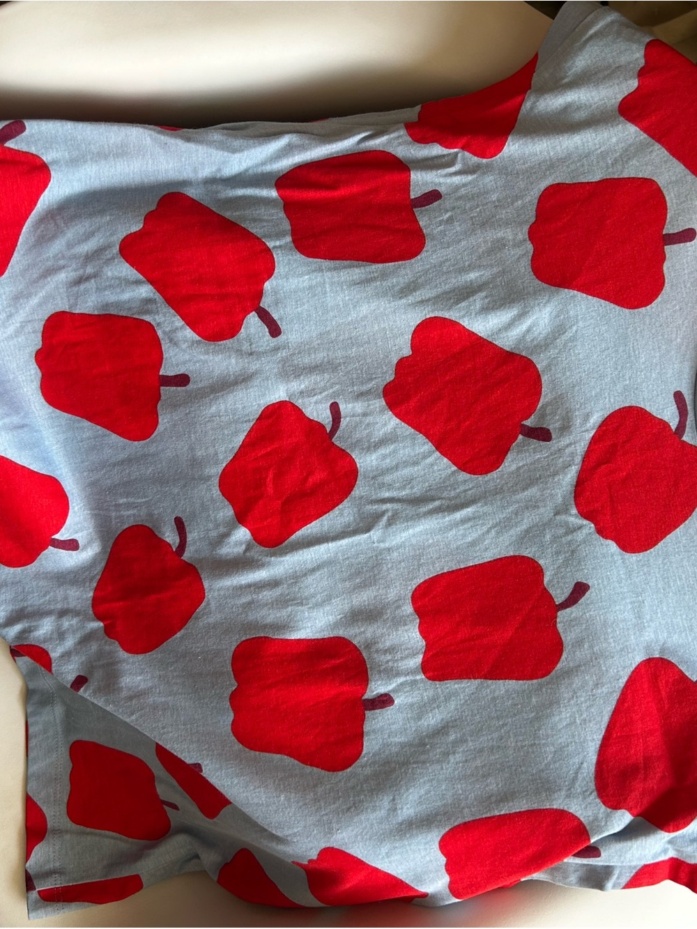 Bright Boxy Cotton Top with Red Apple Print - Picture 4 of 4